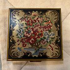 Volupte USA Vintage Gold Tone Floral Powder Compact Mirror picture