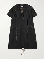 Dries Van Noten Dattia Cotton-poplin Mini Dress Black SZ S picture