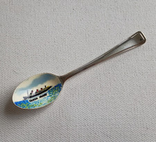 VINTAGE QUEEN MARY OCEAN LINER SHIP ENAMEL SILVERPLATE SOUVENIR SPOON picture
