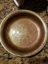 Just Andersen Bronze Bowl inlaid with Merman & Koi Fish #B96 Denmark 1920's picture