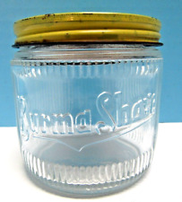 VINTAGE  BURMA-SHAVE 7OZ GLASS JAR W/METAL LID ADVERTISEMENT picture