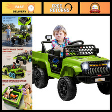 Qaba 12V 4x4 Kids Ride on Truck with Back Trailer 2WD/4WD Green picture