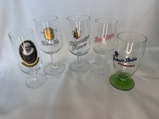 Vtg German Beer Goblet Lot of 5 - Bitburger Slogan Pschorr-Brau Konig Pilsener⁠ picture