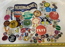 HUGE LOT 84 Vintage Button Pin Lot Hat Tie Pins RANDOM SEE PHOTOS 60s 70s 80s picture
