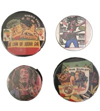 Vintage 1970s Bob Marley Pinback Button Lot (4) Lion of Judah Rasta Reggae Pins picture
