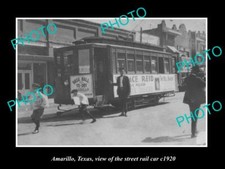 OLD 8x6 HISTORIC PHOTO OF AMARILLO TEXAS VIEW OF THE STREET RAIL CAR c1920 picture