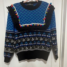 DOA Chloe DAO Boutique Women’s Knit Geometric Crew Neck Long Sleeve Pullover M picture