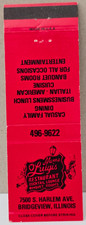 Vintage Matchbook Cover Mama Luigi's Restaurant Bridgeview Illinois IL Harlem St picture