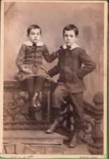 Antique Cabinet Card Photograph Studio Shot of 2 Small Boys Winona Minnesota MN  picture