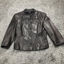 Narciso Rodriguez Womens Leather Jacket Size 8 Brown Button Down NWOT picture