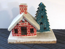 1930s Christmas Village Cardboard Large Putz House Velvet Brick Coconut Japan picture
