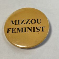 MIZZOU FEMINIST Pinback Badge Round Pin Yellow  picture
