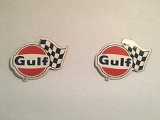 2 1966 GULF OIL VINTAGE ORIGINAL RALLY FLAG RACING STICKERS DECALS NHRA NASCAR  picture
