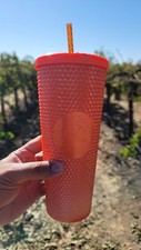 NEW Starbucks Pearlized Orange Studded Tumbler Cup 24 oz Venti Fall 2022 Bling picture