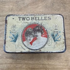  Rare  Early 1900's Antique Two Belles Nebraska Cigar Tobacco Tin picture