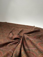 Etro Italian Designer Silk/Cotton Paisley Fabric Brown/Green By The Meter 140cm picture