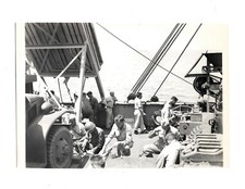 WWII (WW2) Original Photo Soldiers on Boat with Military Vehicle 1940s *READ* picture