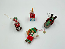 VTG Wooden Miniature Christmas Ornament Lot Kurt Adler Boat Clown picture