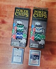 200 Clay Composite Poker Chips W/ Trays 2 Decks of Cards Used at Ballys Casino  picture