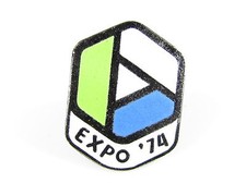 Vintage Expo '74 Spokane World's Fair Souvenir Enamel Lapel Pin Mobius Strip picture