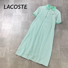 Lacoste CHEMISE Vintage Women Stripes Polo Dress Short Sleeve Emerald Green Line picture