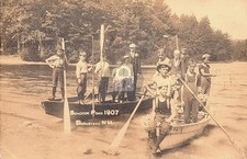 Barnstead NH New Hampshire Children Canoeing Suncook Pond 1907 RPPC COPY picture