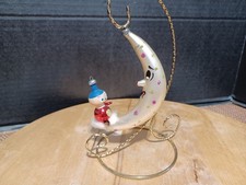 Vintage Mid Century Italy Boy On New Moon Glass Christmas Ornament *read picture