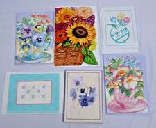 VTG Mixed Lot FLORAL Die Cut Blank Greeting Cards w/ Envelopes NOS picture