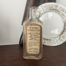 Dr. Wetmore's Corrective Labeled Clear Glass Apothecary Bottle Vintage picture