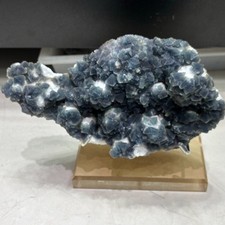 9.15LB Rare Natural blue Fluorite Crystal Quartz Mineral Specimens +Stand  picture