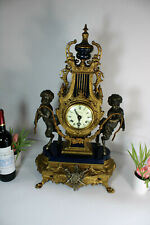 Vintage bronze faun cherub figurine mantel clock imperial FHS movement  picture