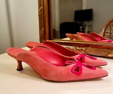 Manolo Blahnik kitten heel- vintage, baby pink suede with hot pink detailing picture