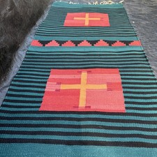 Navajo Germantown Revival Weaving/Rug Multicolor 62”x29” Inch RARE picture