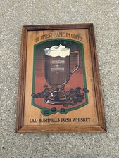Old Bushmills Irish Coffee Whiskey Vtg Wood Plaque Bar Pub Sign Man Cave Decor picture