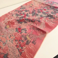 Graceful Pink #B 13.5x61 LONG Vintage Japanese Chirimen Kimono Silk Fabric CL14 picture