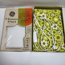 Vtg 70s GE Electric Heating Pad Flower Power Floral MCM Works Multi Heat Setting picture