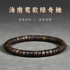 Green Kyara Agarwood Bracelet Black Oil Sinking Grade Slice Beads Unisex Mala picture