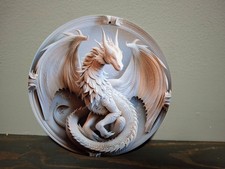 White Dragon  8 x 8 Round Metal Sign picture