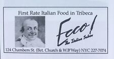 1984 Ecco Restaurant Italian Saloon Tribeca NYC LOT: 2
