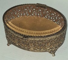 Vintage 1950's Matson Hollywood Regency ormolu metal jewelry box picture