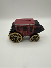Vtg 1998 Wells Fargo Die Cast Metal Coin Bank Stagecoach W/Key And Original Box picture