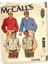 1970's McCall's Men's Shirt Pattern 6306 Size 44 UNCUT picture