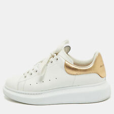 Alexander McQueen White/Gold Leather Oversized Sneakers Size 40 picture