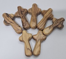Smooth Natural Unique Olive Wood Comfort Cross From The Holy Land 200pcs 2.5Inch picture