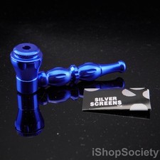 All Metal Blue Portable Smoking Pipe w/ Lid Tobacco Pipe Metal Pipes - P797B picture