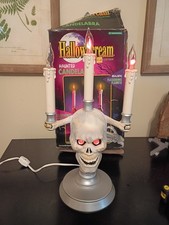 HallowScream Candelabra Halloween Skull Glowing Eyes Trendmasters Vintage 1994 picture