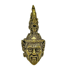 Ananta Naga Water Deity Head Vishnu Serpent Hindu Brass Amulet picture