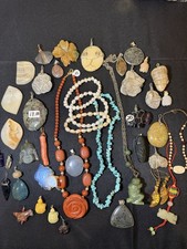 Lot Of Carved Stone, Wire Wrapped, Pearl, Stone, And Gemstone Jewelry picture