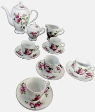 vtg mid Century GNA Italy Fine Porcelain Moss Rose Tea Set Romantic Floral 14 Pc picture