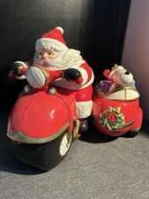 Fitz Floyd Santa Motorcycle Sidecar Christmas Figurine 2005 Some Chips picture